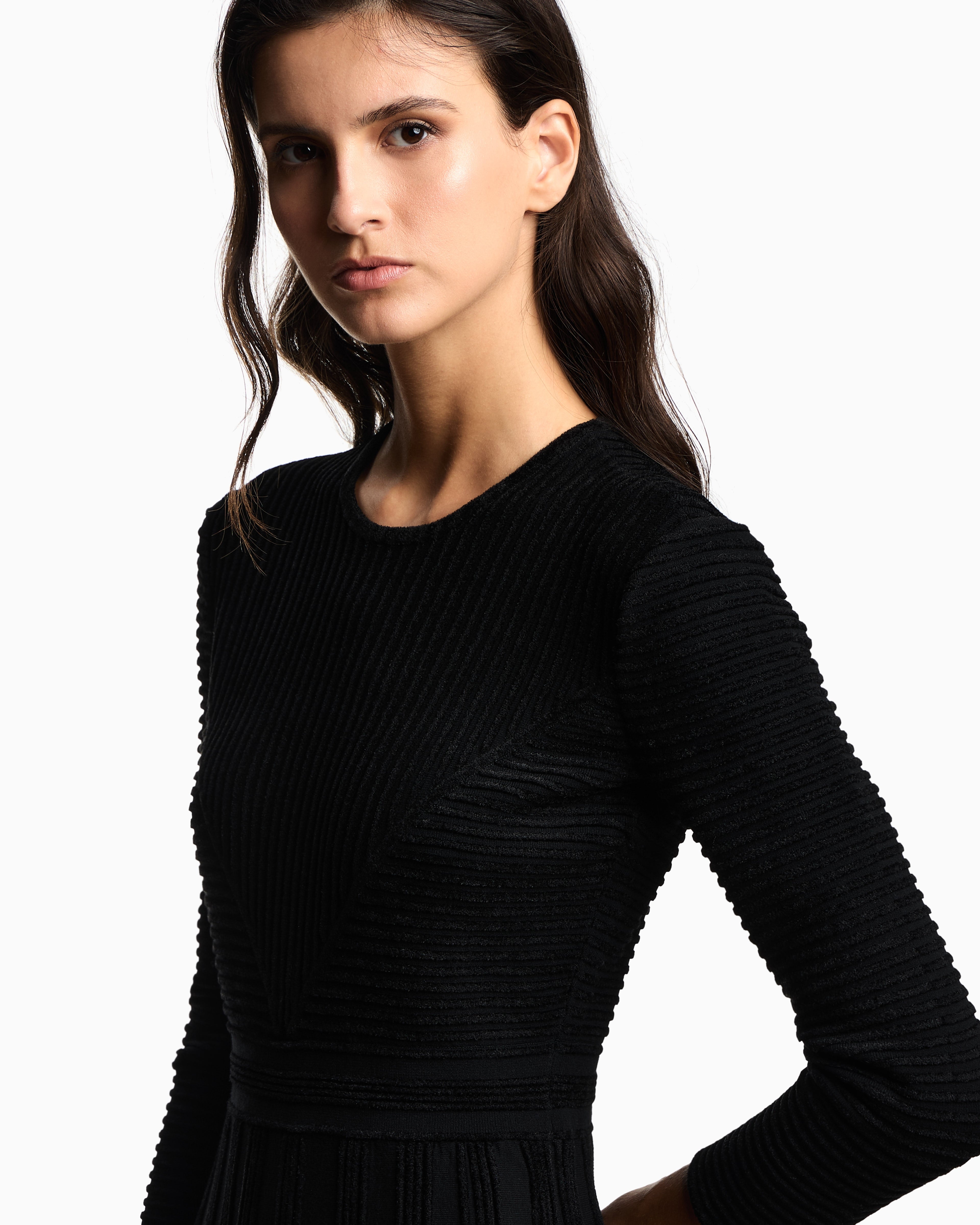 Emporio Armani Long dress in ottoman chenille