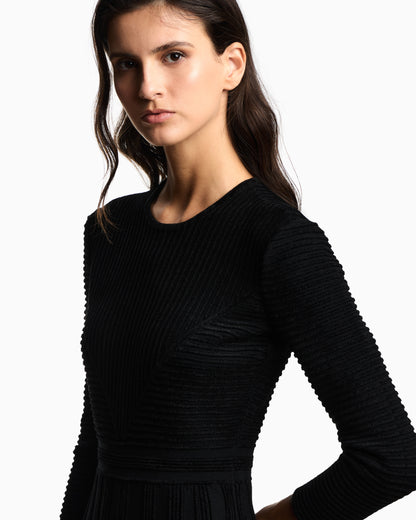 Emporio Armani Long dress in ottoman chenille