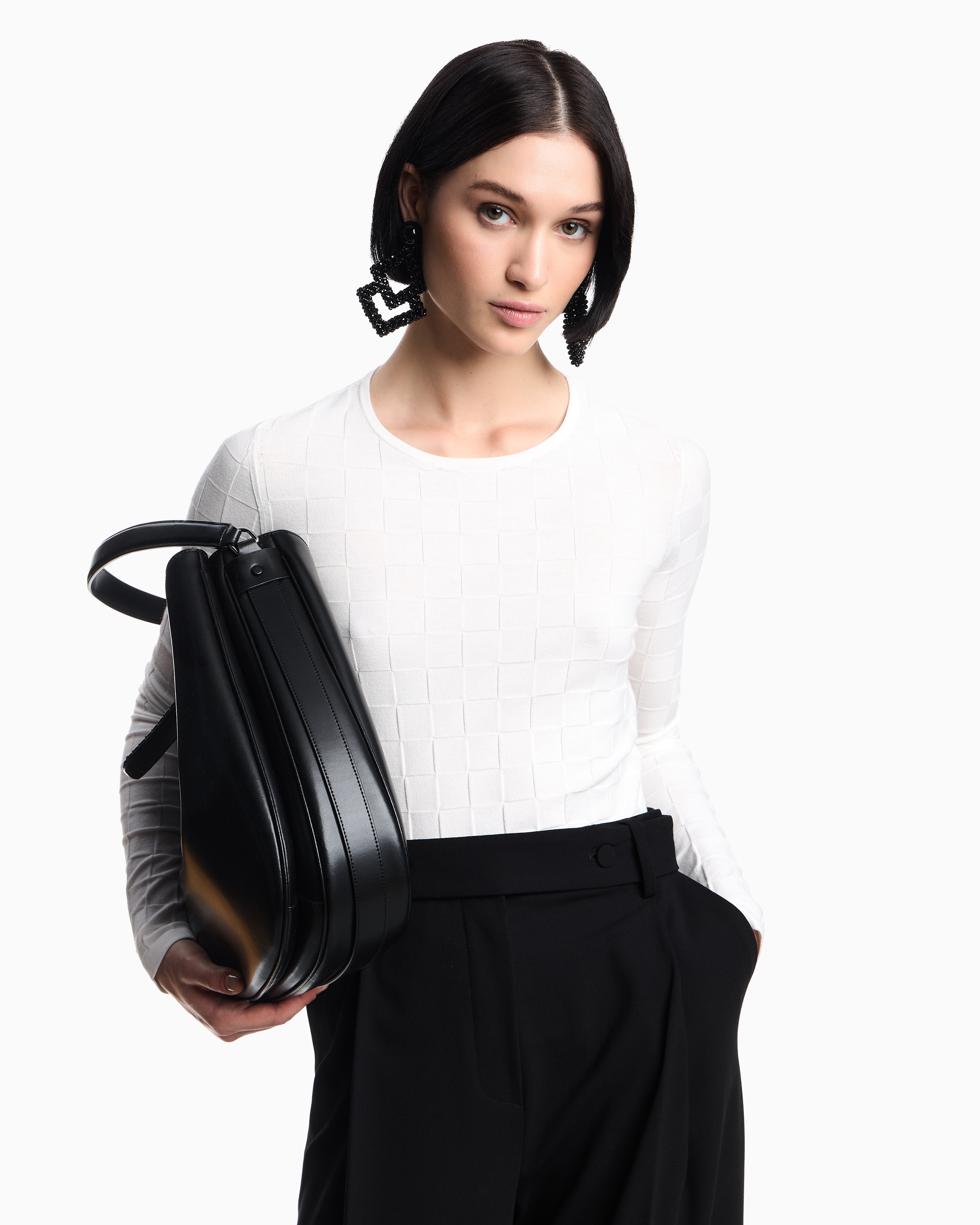 Emporio Armani Check-effect knit front and back viscose jumper