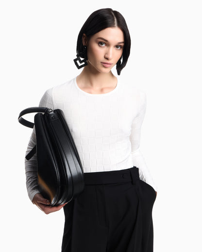Emporio Armani Check-effect knit front and back viscose jumper