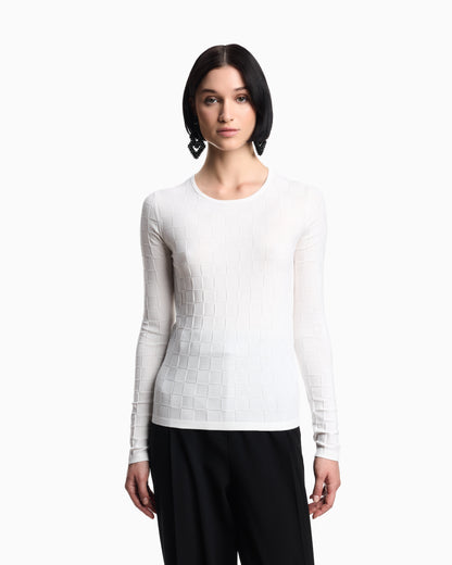 Emporio Armani Check-effect knit front and back viscose jumper