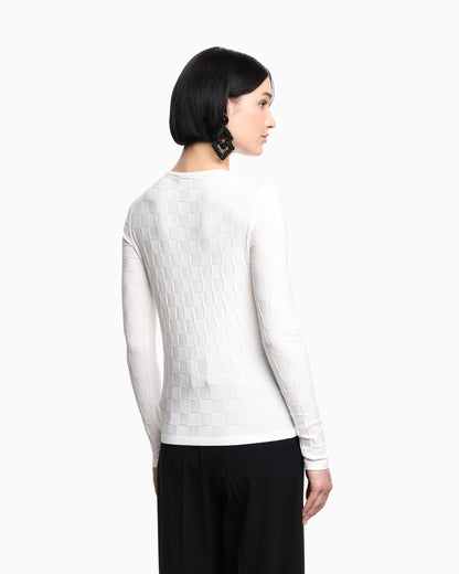 Emporio Armani Check-effect knit front and back viscose jumper