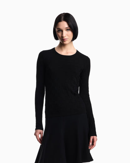 Emporio Armani Check-effect knit front and back viscose jumper