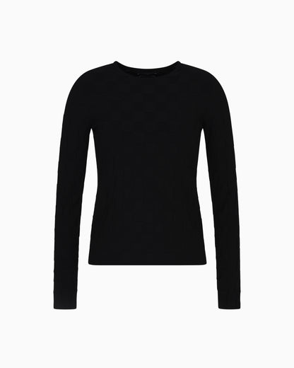 Emporio Armani Check-effect knit front and back viscose jumper