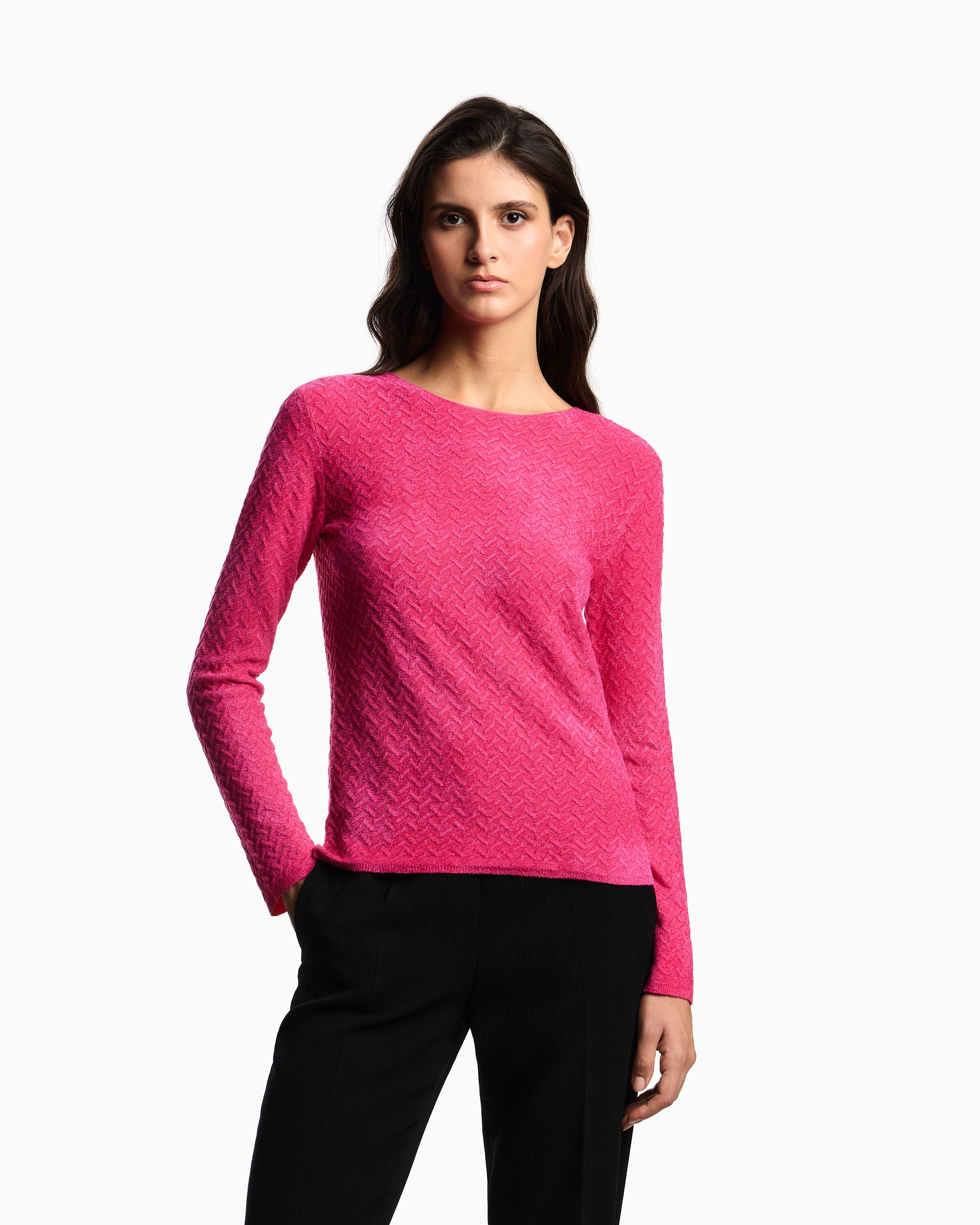 Emporio Armani Chenille jumper with embossed irregular chevron motif