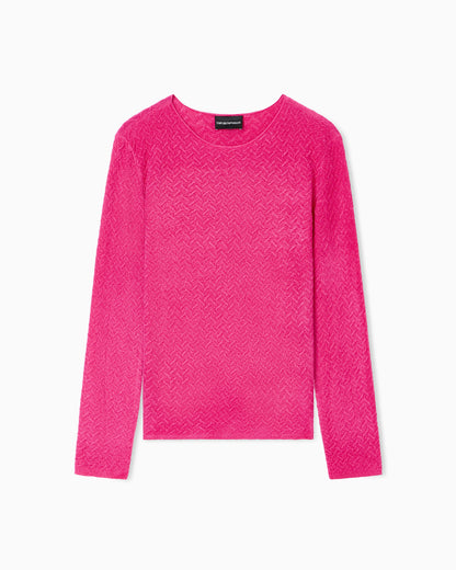 Emporio Armani Chenille jumper with embossed irregular chevron motif