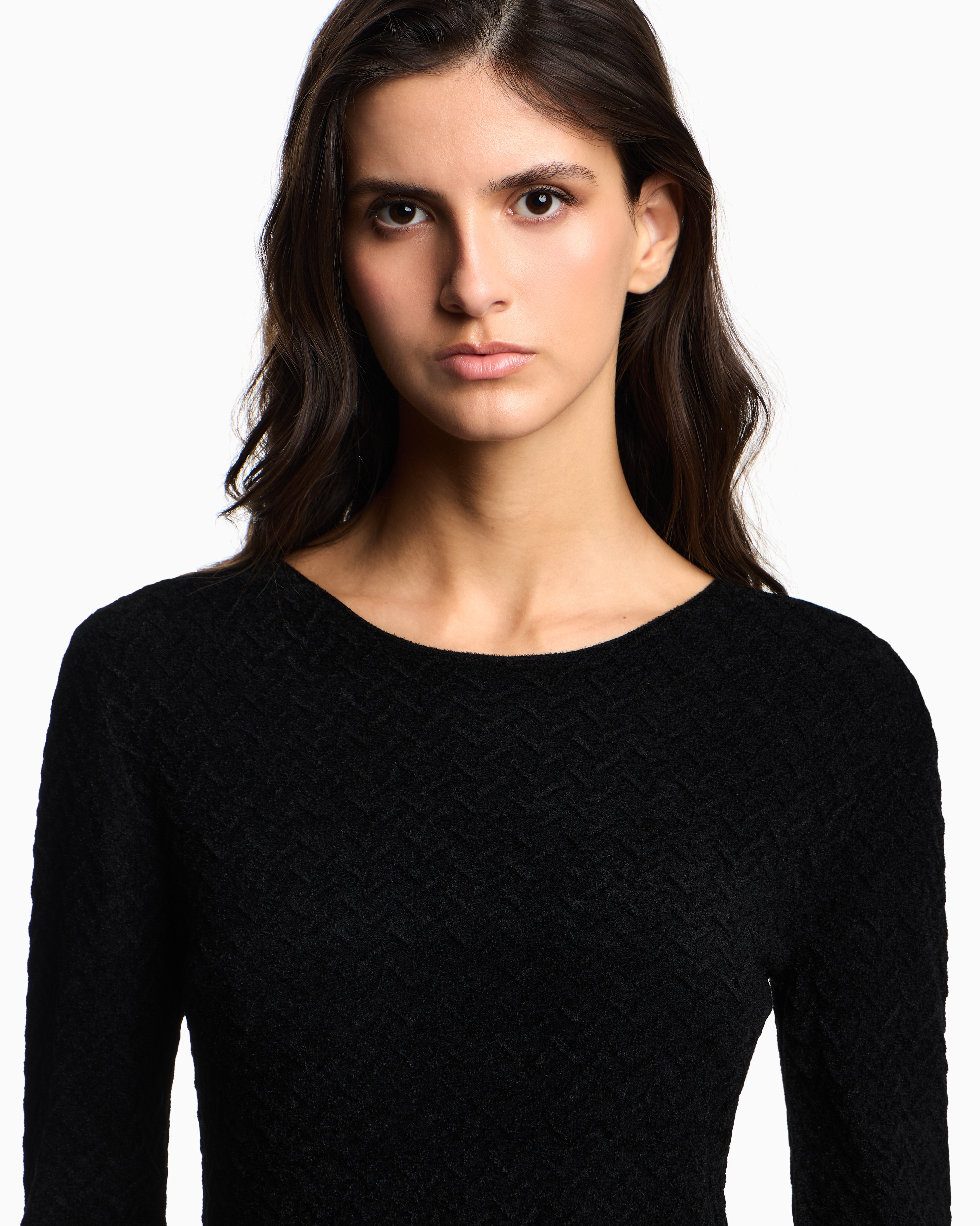 Emporio Armani Chenille jumper with embossed irregular chevron motif