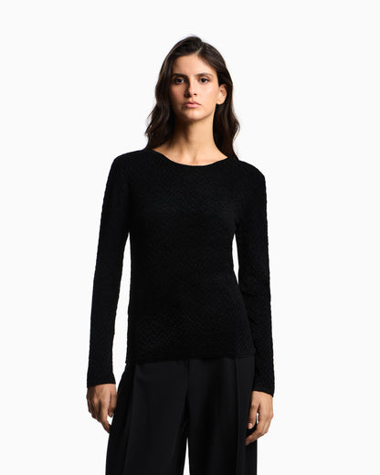 Emporio Armani Chenille jumper with embossed irregular chevron motif