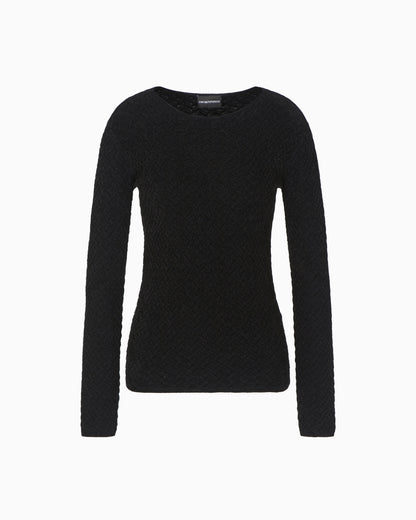 Emporio Armani Chenille jumper with embossed irregular chevron motif