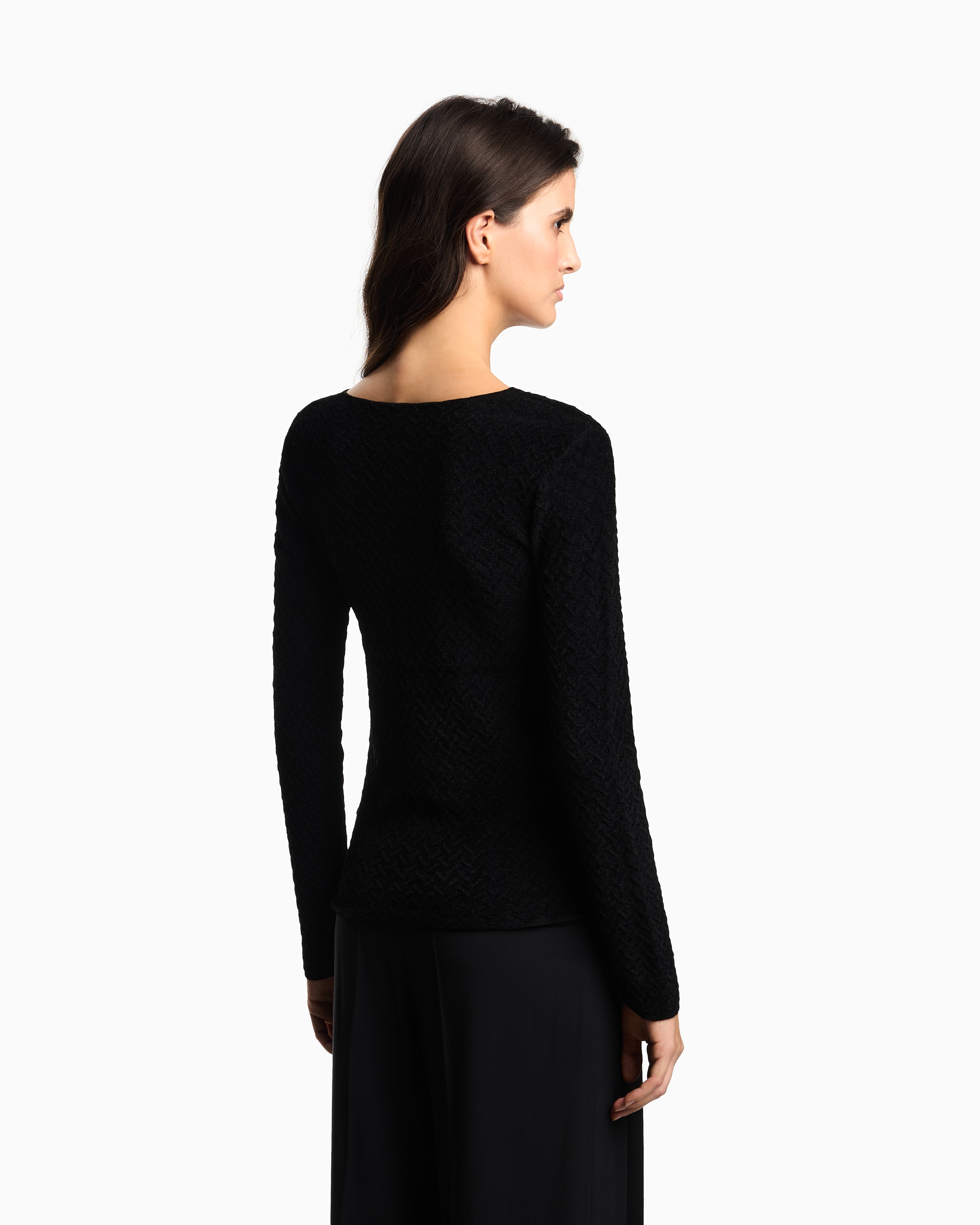 Emporio Armani Chenille jumper with embossed irregular chevron motif