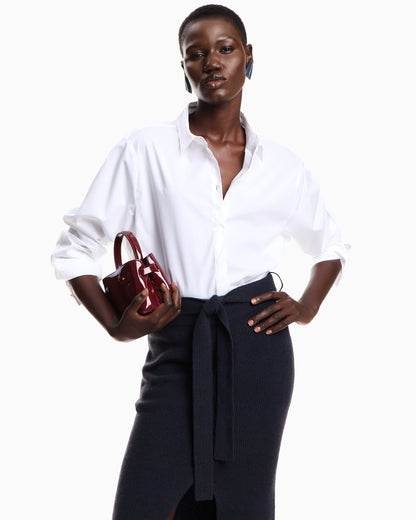 Emporio Armani Wool long skirt with slit and belt