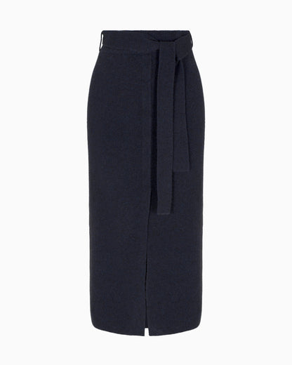 Emporio Armani Wool long skirt with slit and belt