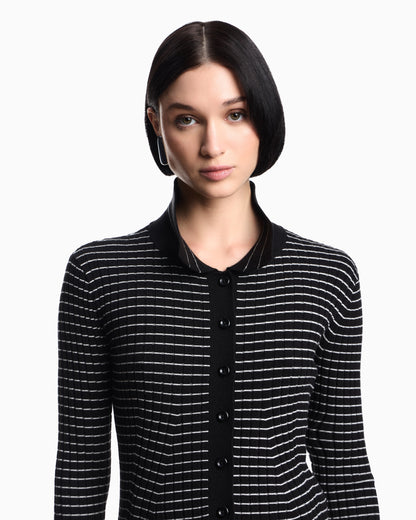 Emporio Armani Ribbed cardigan with striped motif