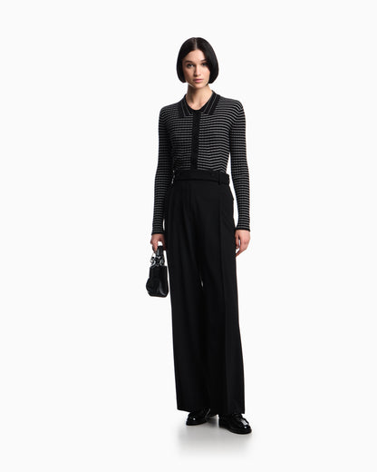 Emporio Armani Ribbed cardigan with striped motif