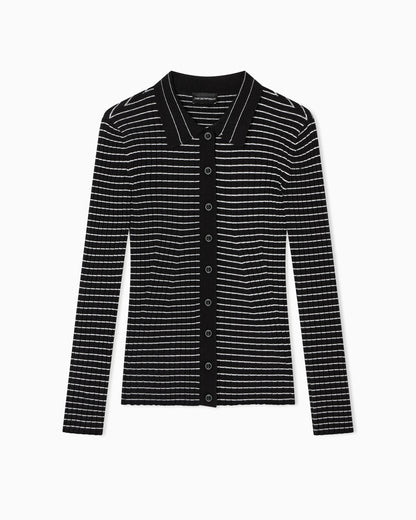 Emporio Armani Ribbed cardigan with striped motif