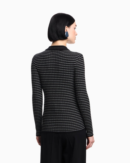 Emporio Armani Ribbed cardigan with striped motif