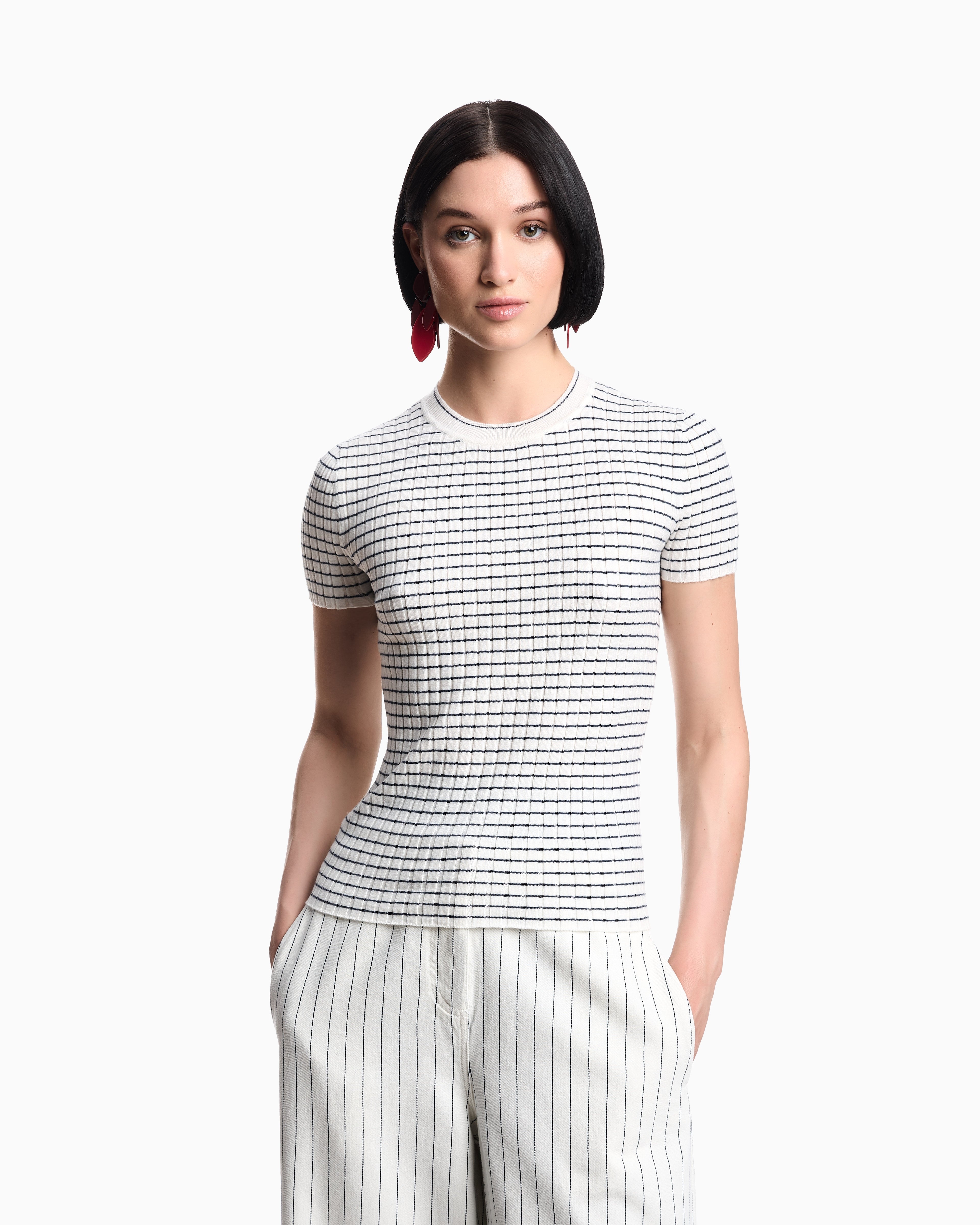 Emporio Armani Ribbed T-Shirt with striped motif