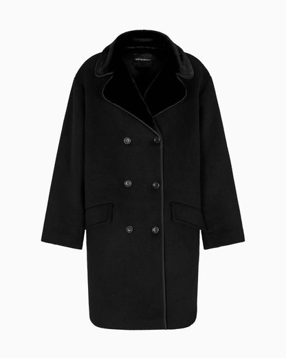 Emporio Armani Double-breasted coat in a compact wool-blend cloth