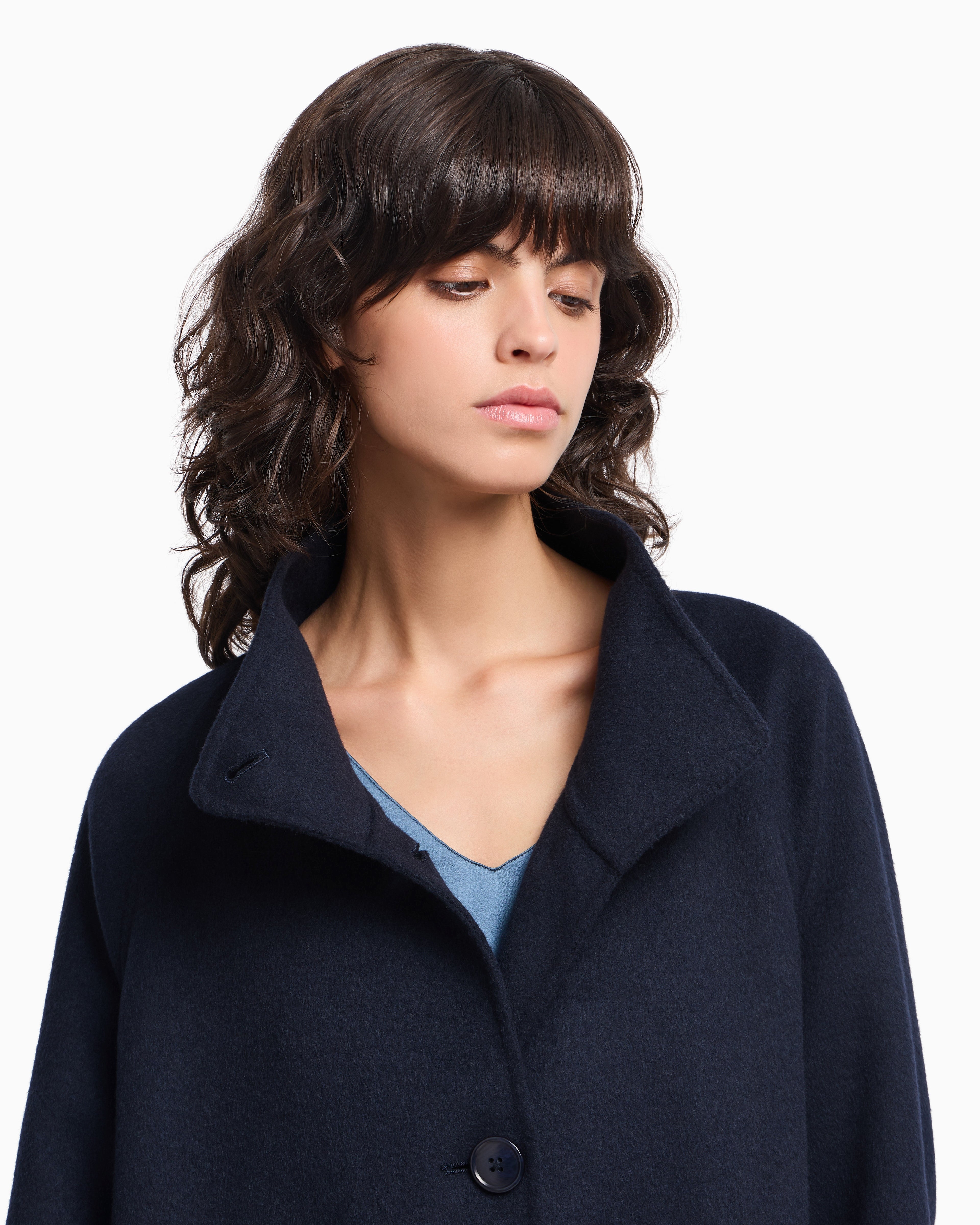 Emporio Armani Mock-neck wool-blend coat with matching belt