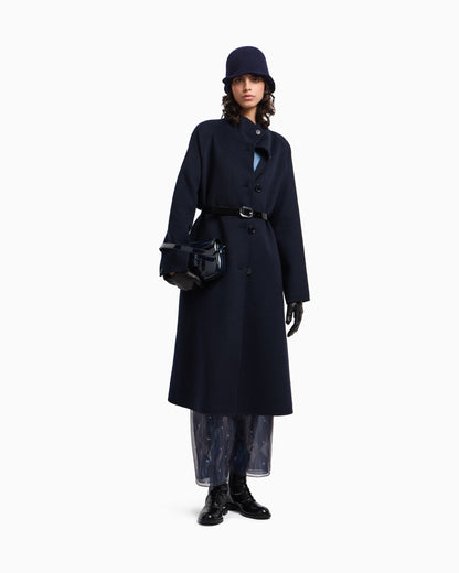 Emporio Armani Mock-neck wool-blend coat with matching belt