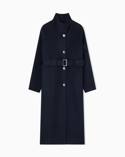 Emporio Armani Mock-neck wool-blend coat with matching belt