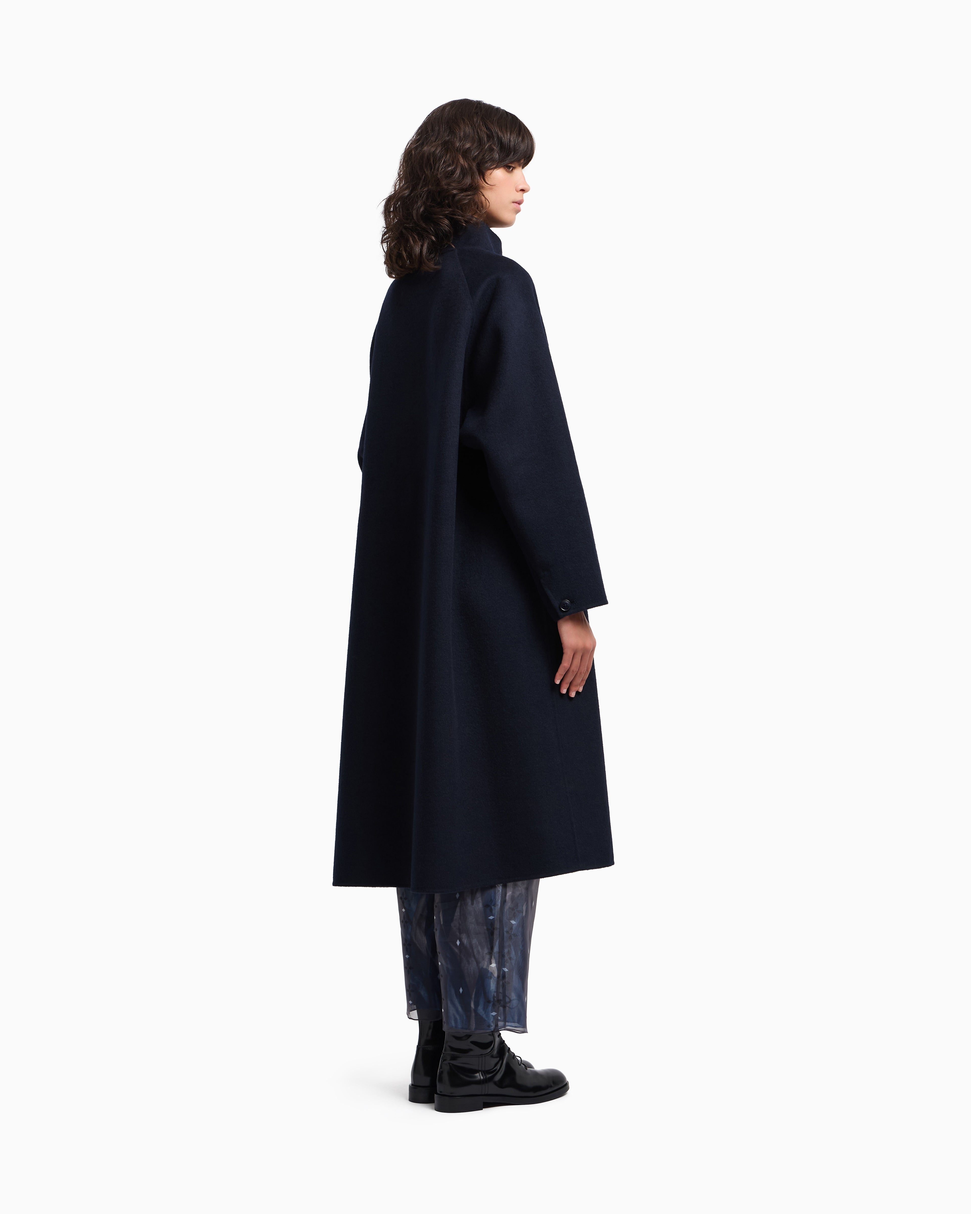 Emporio Armani Mock-neck wool-blend coat with matching belt