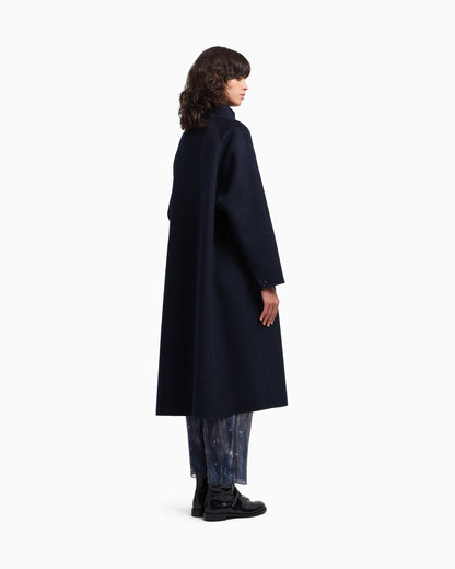 Emporio Armani Mock-neck wool-blend coat with matching belt