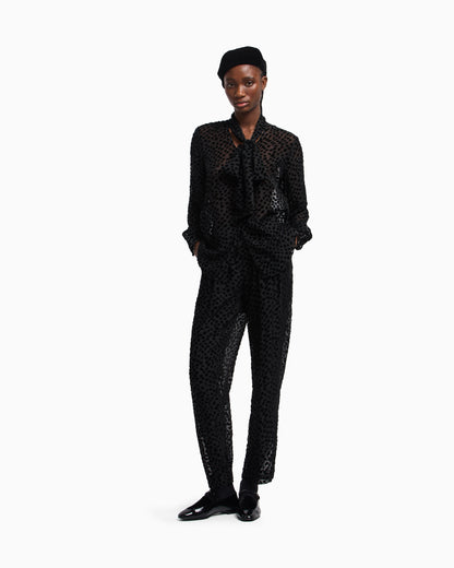 Emporio Armani ASV Jeu de Cartes devoré tulle shirt with foulard collar