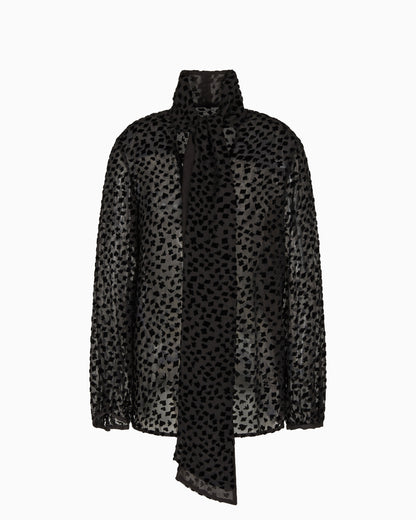 Emporio Armani ASV Jeu de Cartes devoré tulle shirt with foulard collar