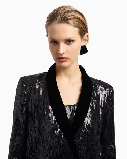 Emporio Armani Double-breasted blazer with all-over sequins