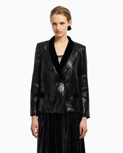 Emporio Armani Double-breasted blazer with all-over sequins