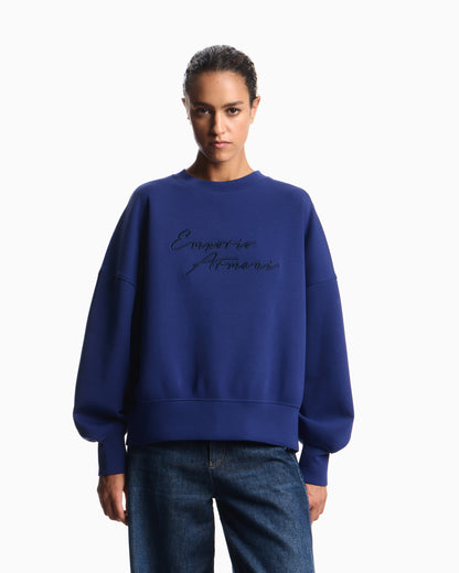 Emporio Armani ASV double-jersey crew-neck sweatshirt with logo embroidery