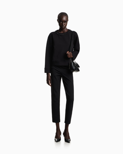 Emporio Armani ASV double-jersey crew-neck sweatshirt with rhinestone detail