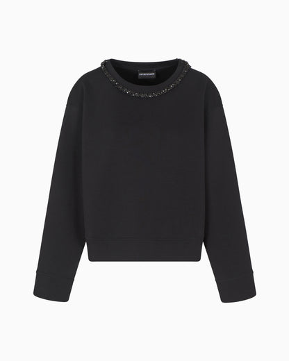Emporio Armani ASV double-jersey crew-neck sweatshirt with rhinestone detail