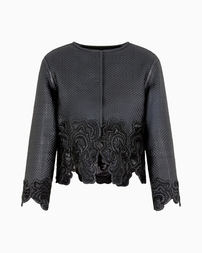 Emporio Armani Braided glove-quality, lambskin nappa leather jacket with embroidery