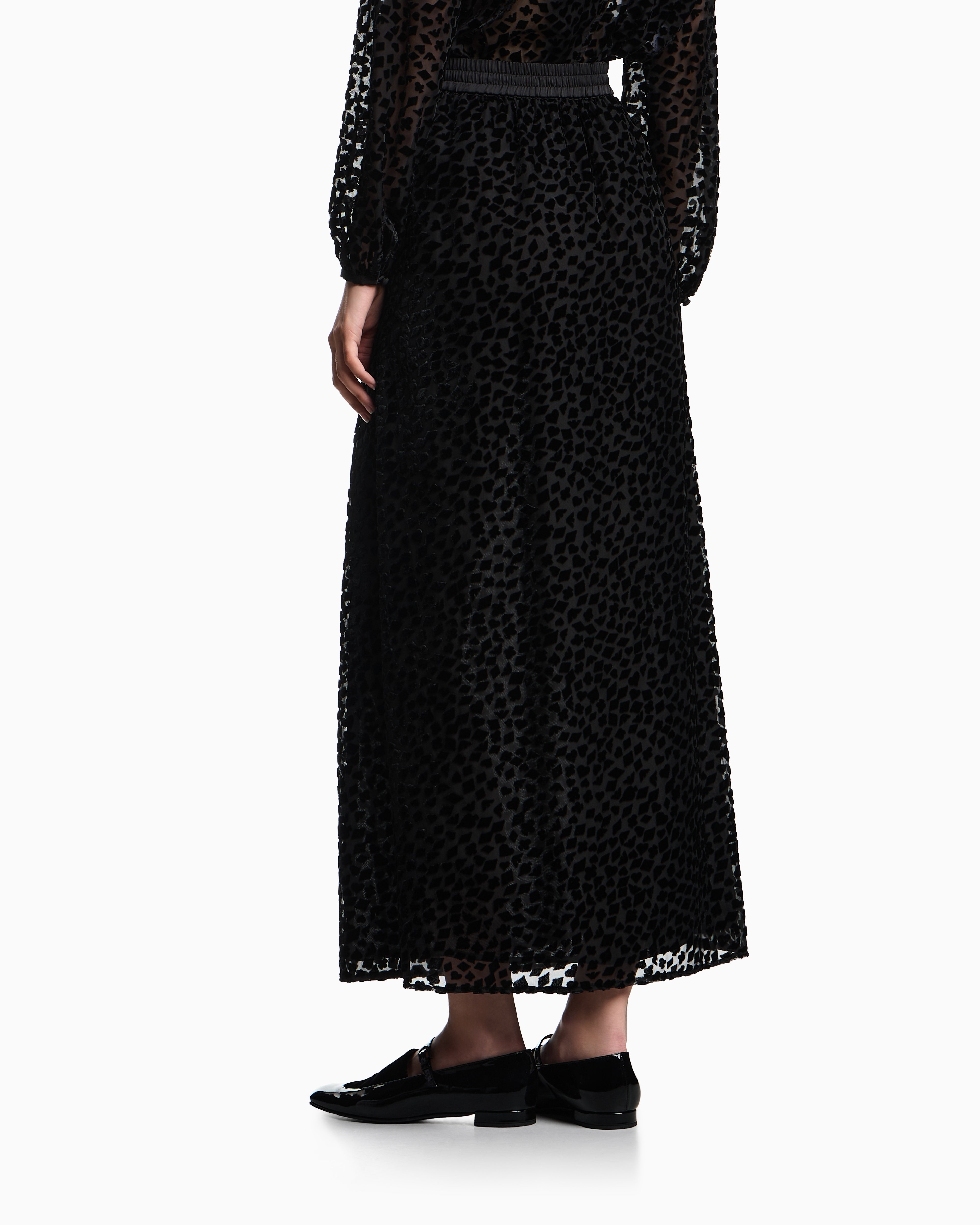 Emporio Armani ASV Jeu de Cartes long skirt in devoré tulle
