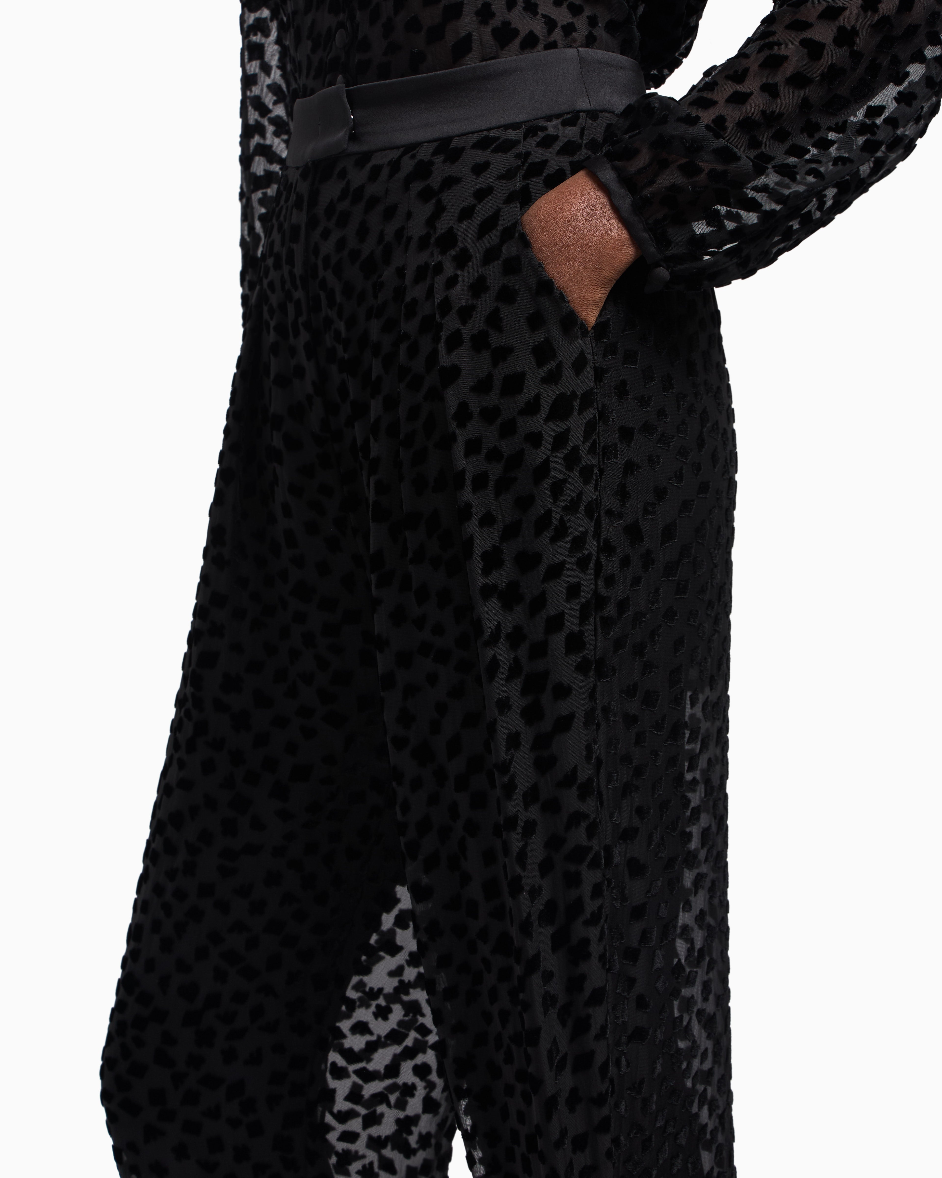 Emporio Armani ASV Jeu de Cartes devoré tulle trousers with pleats