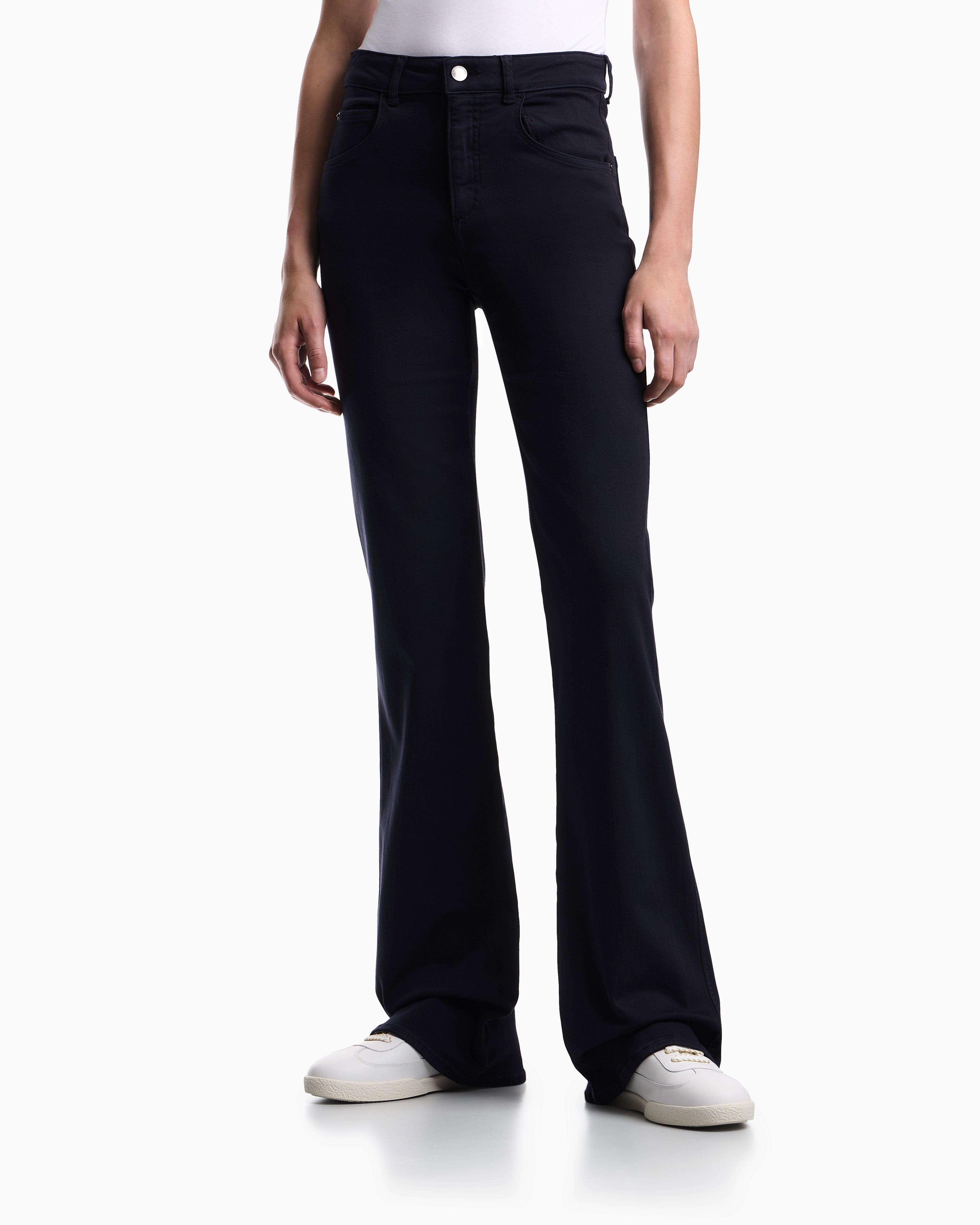 Emporio Armani J9D mid-rise jeans with a flared hem in a garment-dyed viscose blend