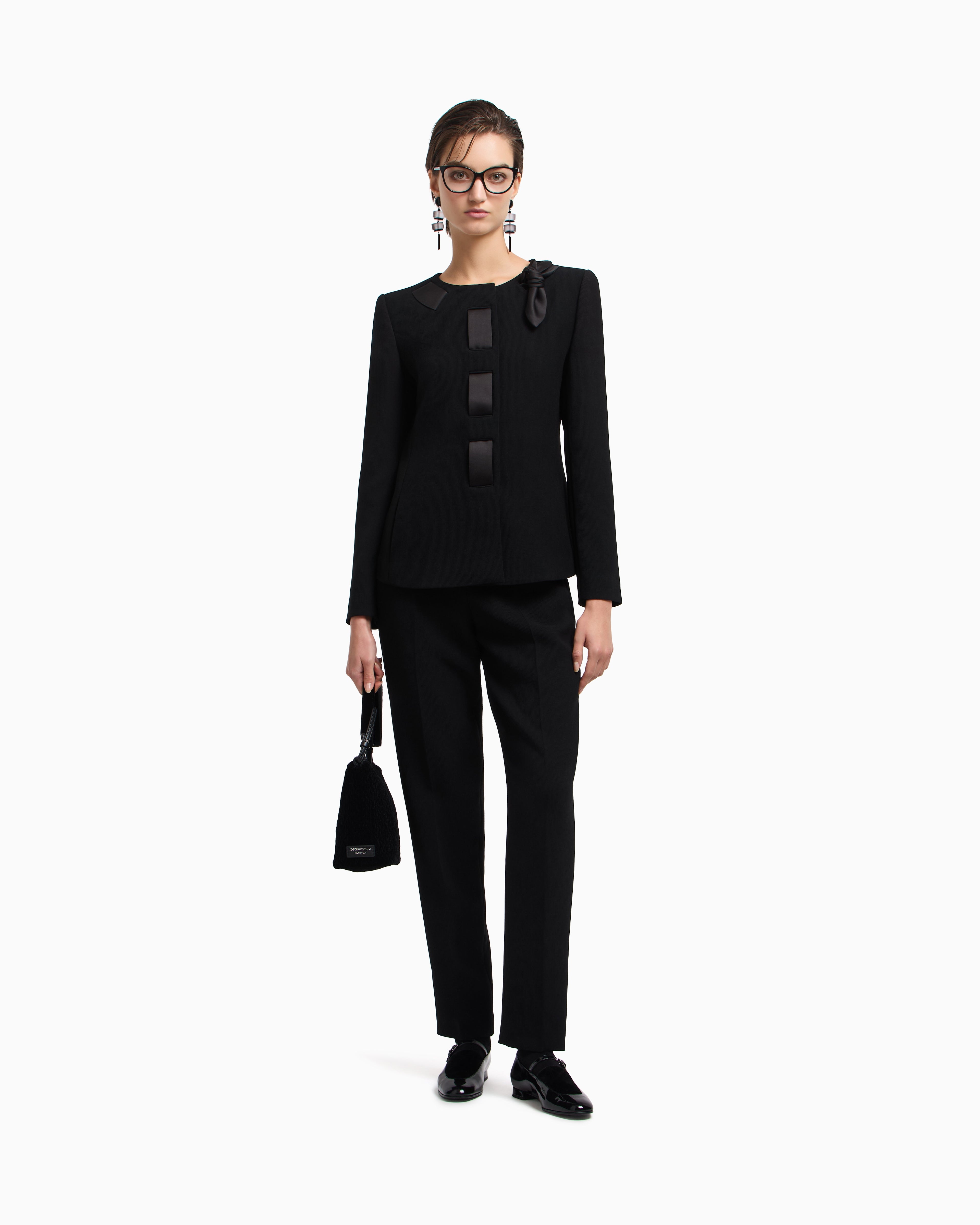 Emporio Armani Bark-effect fluid crêpe trousers