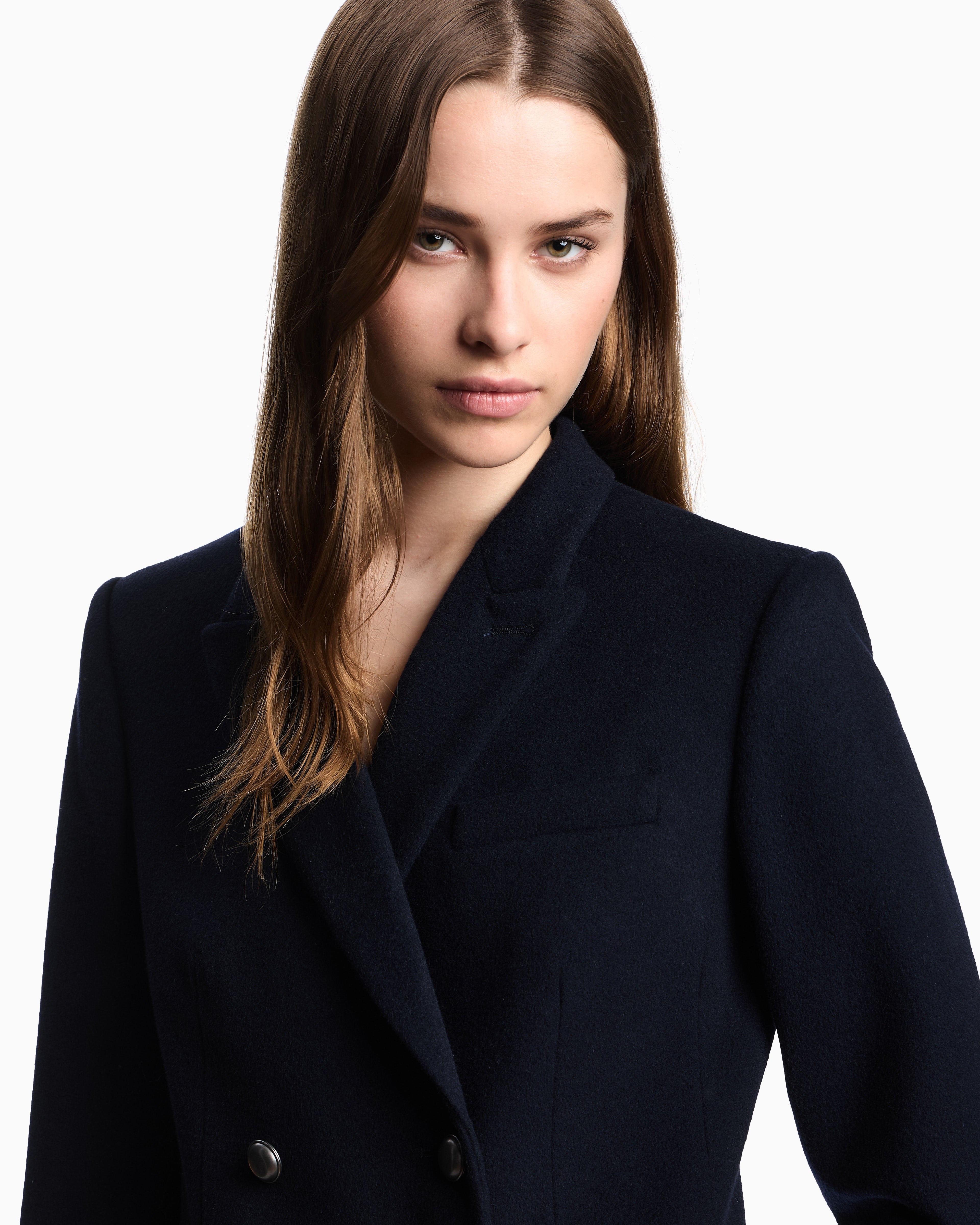 Emporio Armani Double-breasted blazer in compact wool and cashmere