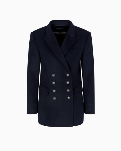 Emporio Armani Double-breasted blazer in compact wool and cashmere