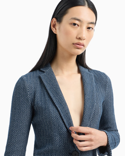 Emporio Armani Single-breasted blazer chevron-motif jersey