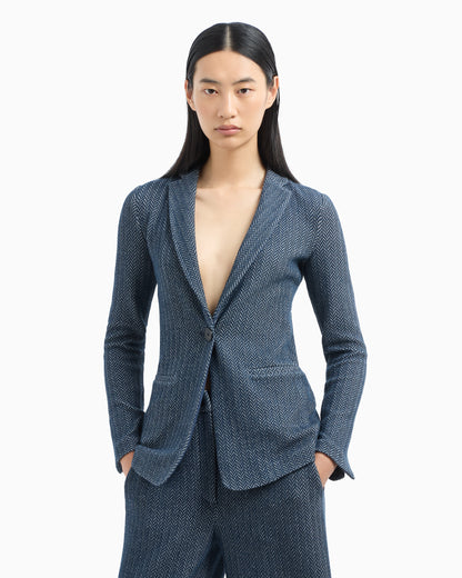 Emporio Armani Single-breasted blazer chevron-motif jersey
