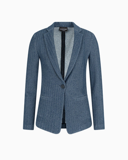 Emporio Armani Single-breasted blazer chevron-motif jersey