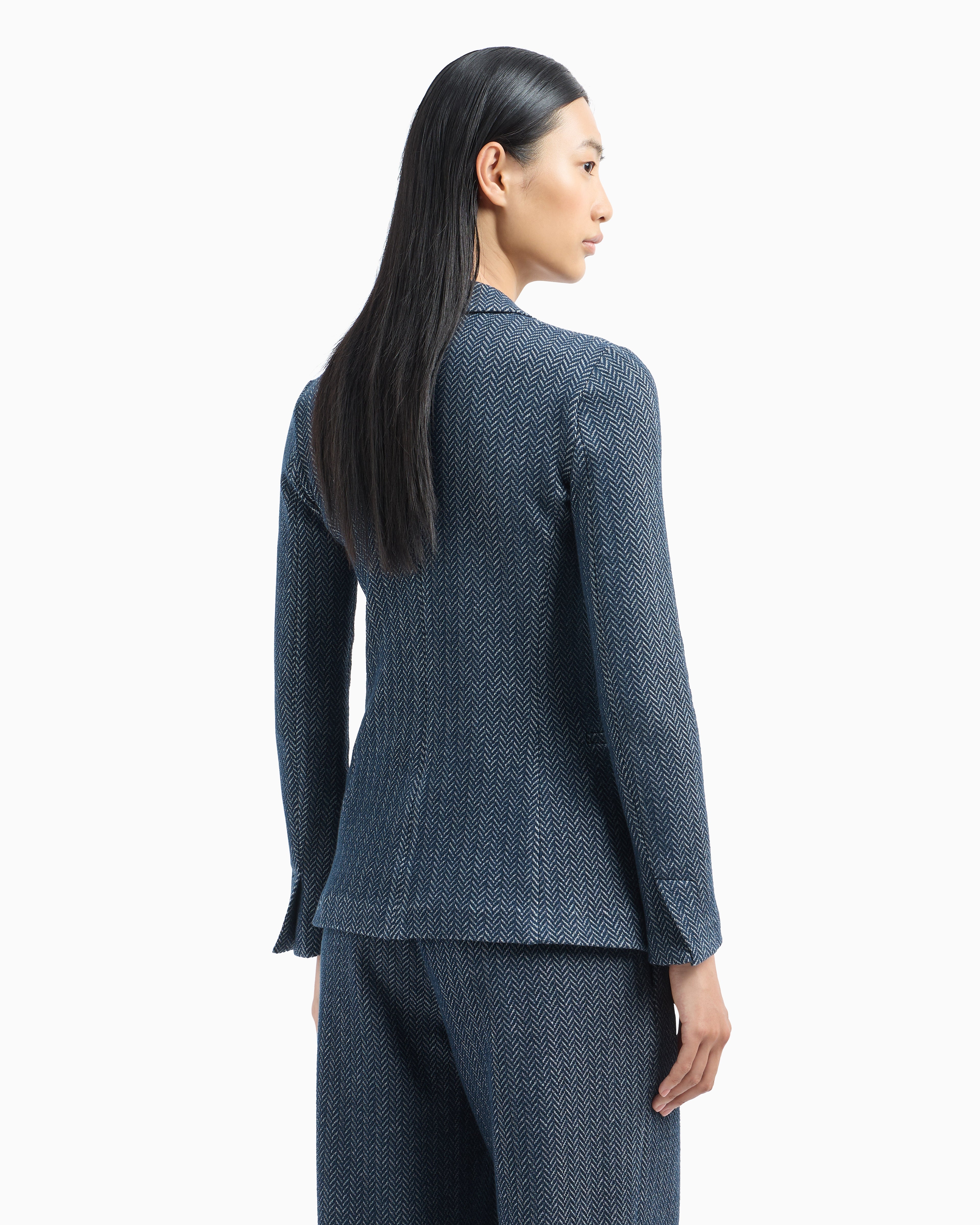 Emporio Armani Single-breasted blazer chevron-motif jersey