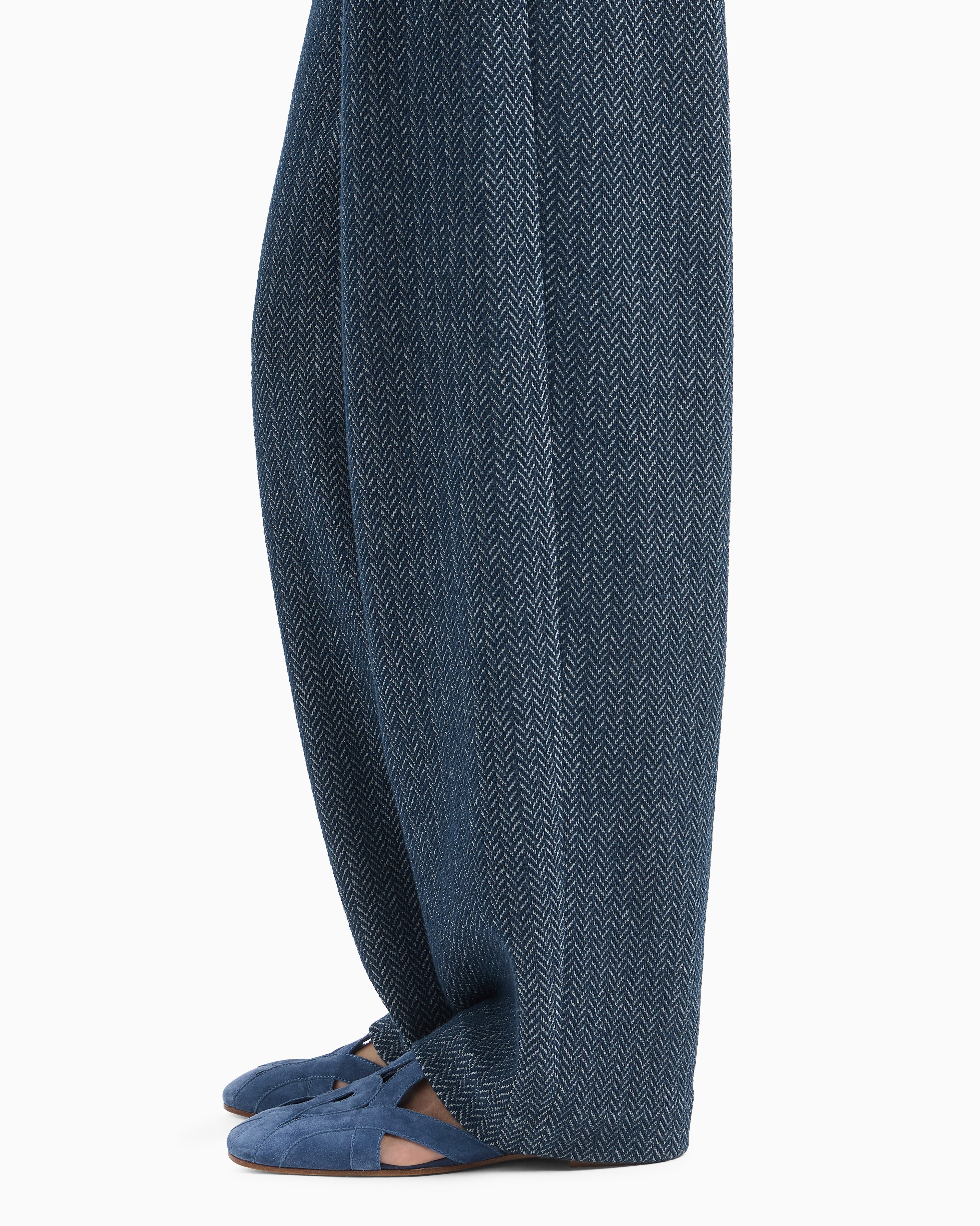 Emporio Armani Chevron-motif jersey trousers