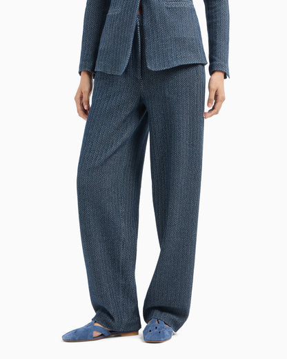 Emporio Armani Chevron-motif jersey trousers