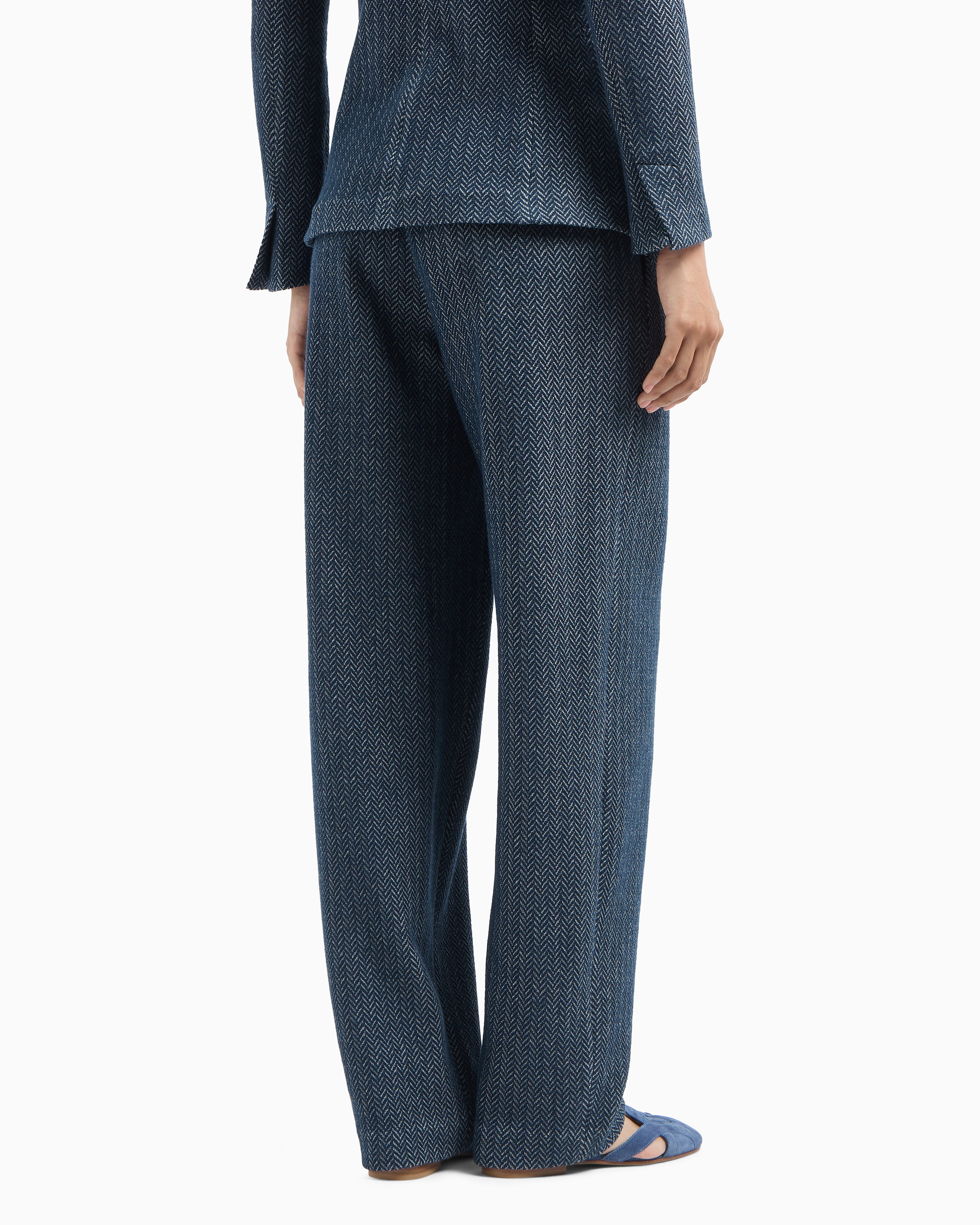 Emporio Armani Chevron-motif jersey trousers