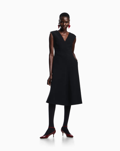 Emporio Armani Flared dress in bark-effect fluid crêpe