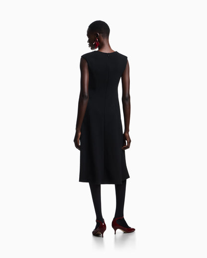 Emporio Armani Flared dress in bark-effect fluid crêpe